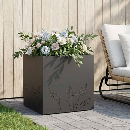 Vaso da giardino Nero 50 x 50 x 49 cm Acciaio laminato a freddo | homemem39