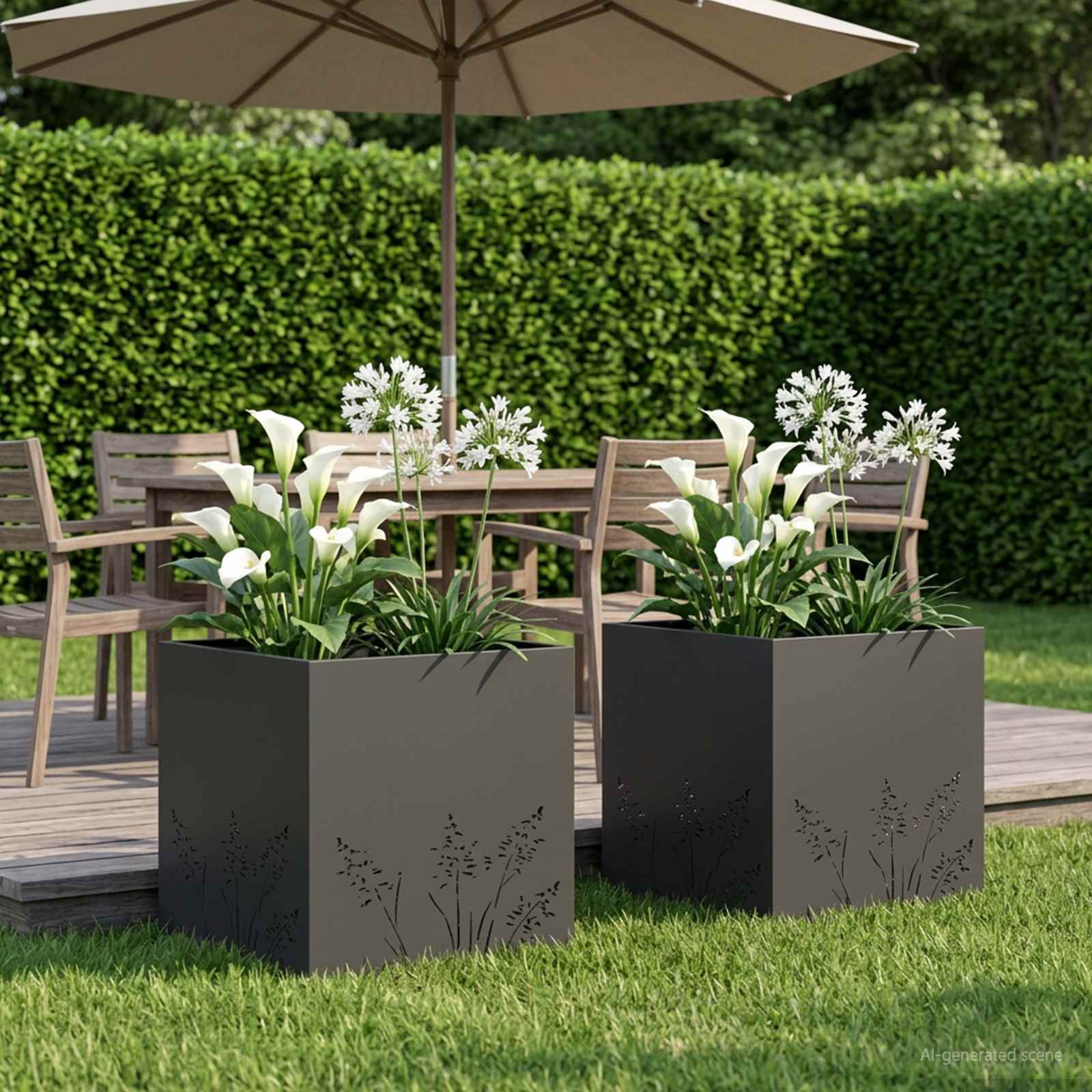 Vaso da giardino 2 pz Nero 50 x 50 x 49 cm | homemem39