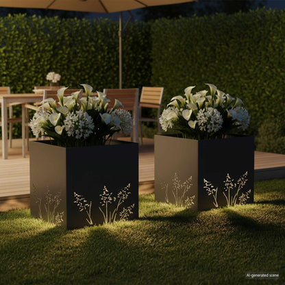 Vaso da giardino 2 pz Nero 50 x 50 x 49 cm | homemem39