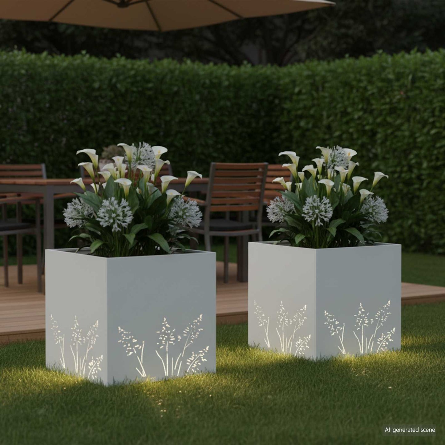 Vaso da giardino 2 pz Bianco 50 x 50 x 49 cm | homemem39