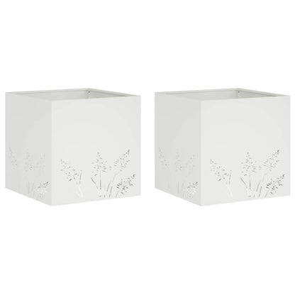 Vaso da giardino 2 pz Bianco 50 x 50 x 49 cm | homemem39