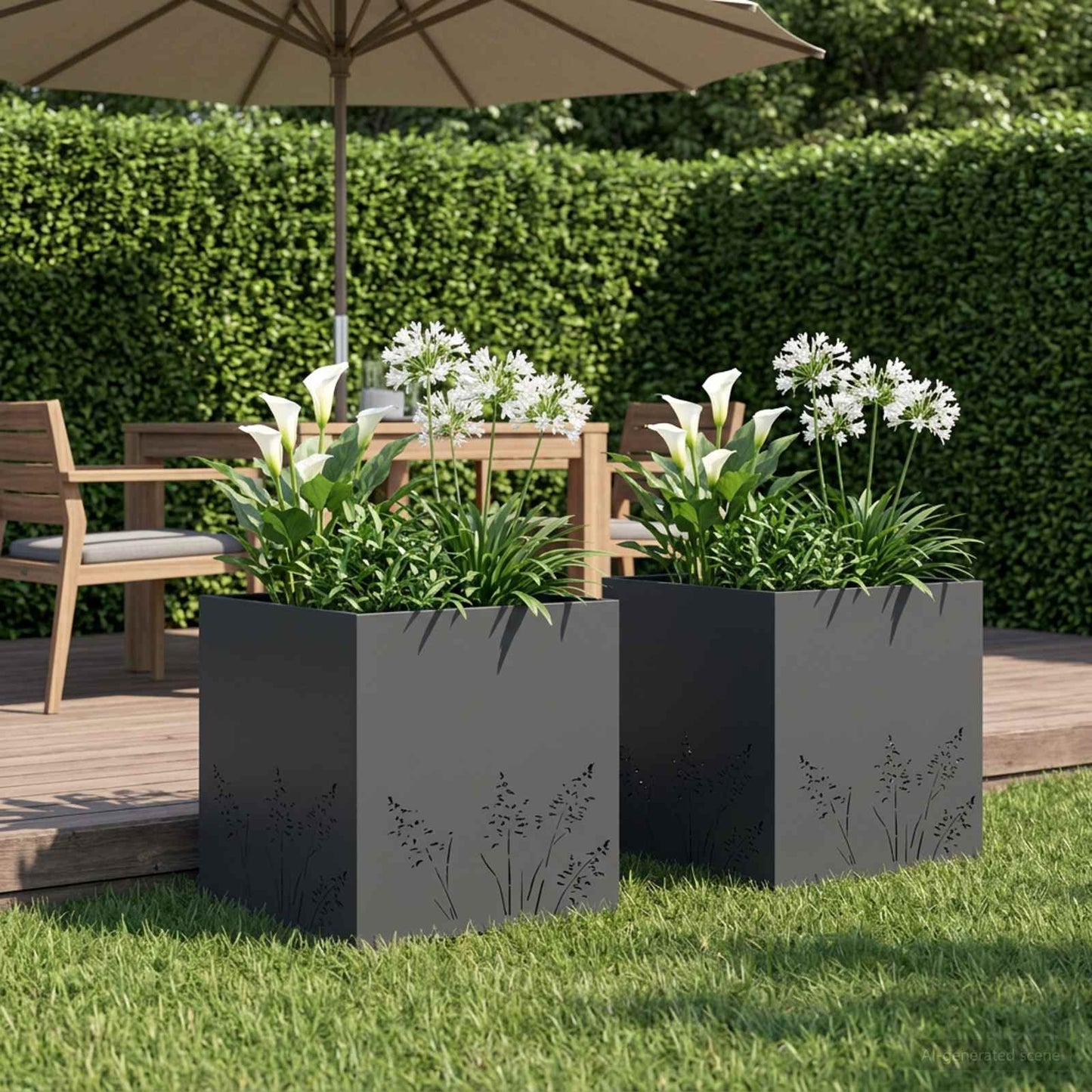 Vaso da giardino 2 pz Antracite 50 x 50 x 49 cm | homemem39