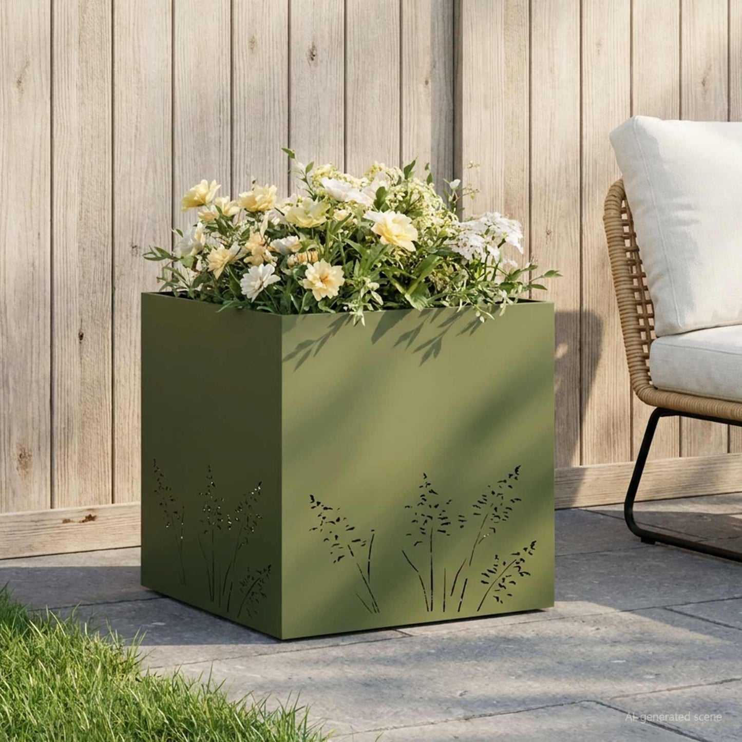 Vaso da giardino Verde Oliva 50 x 50 x 49 cm | homemem39