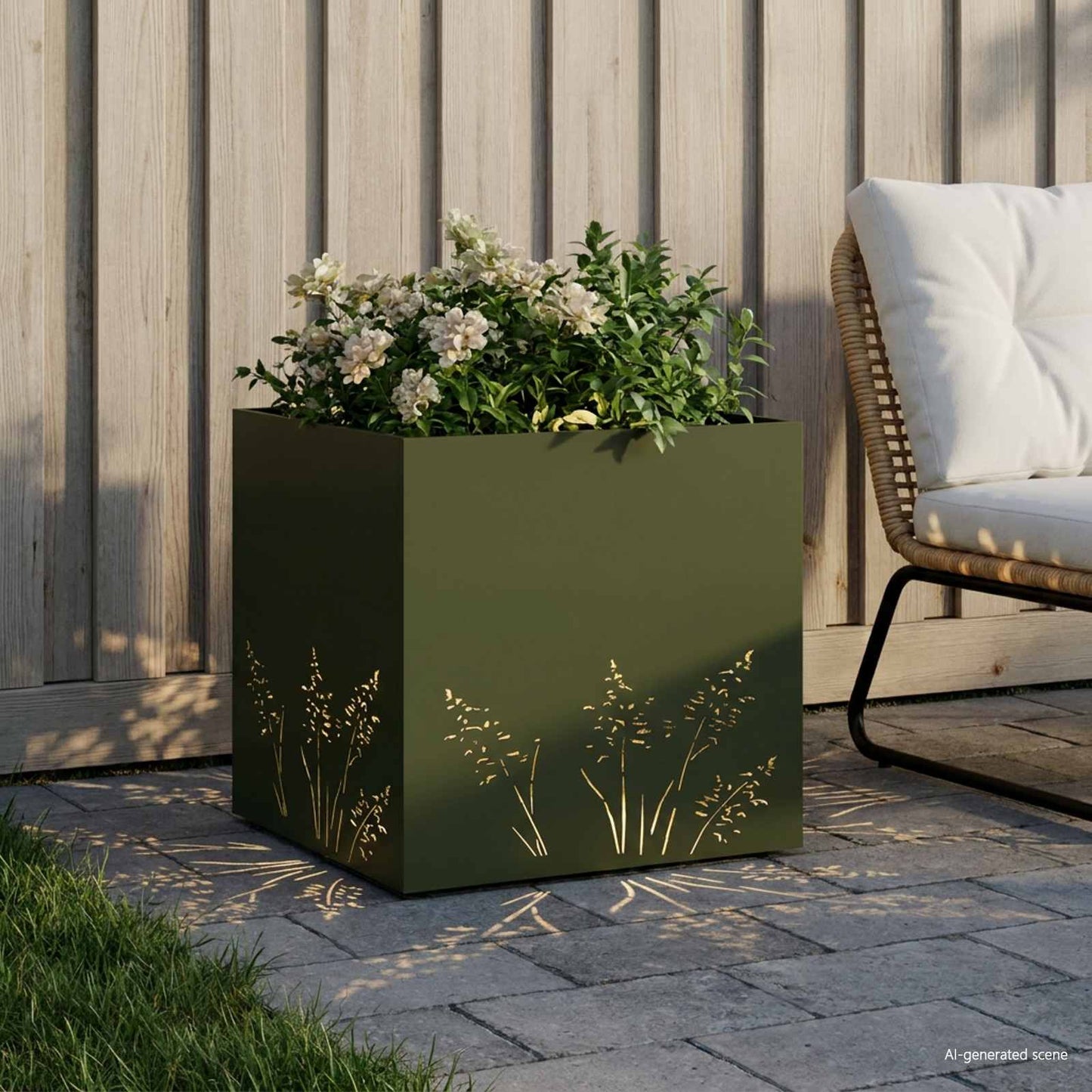 Vaso da giardino Verde Oliva 50 x 50 x 49 cm | homemem39