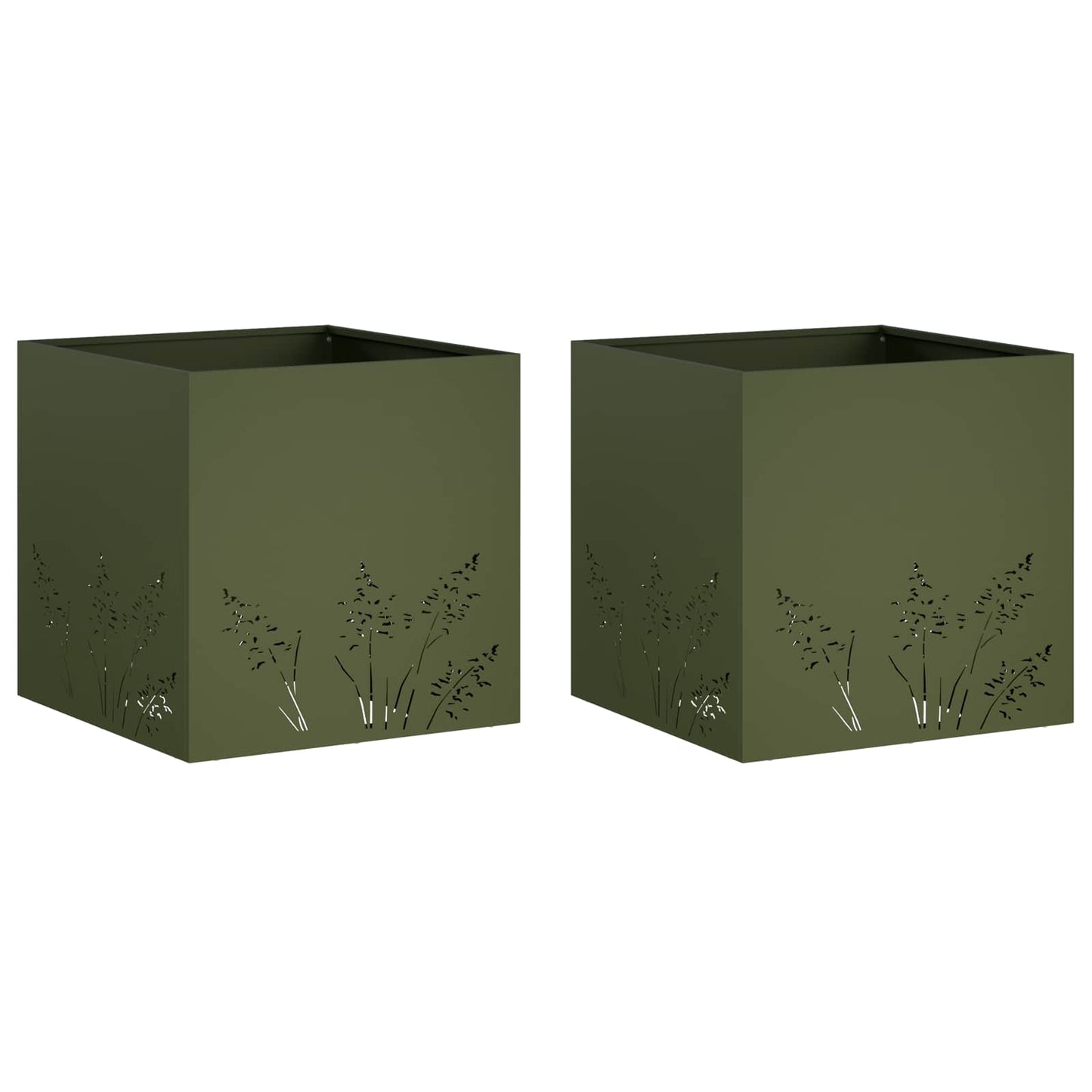 Vaso da giardino 2 pz Verde Oliva 50 x 50 x 49 cm | homemem39