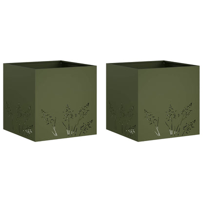 Vaso da giardino 2 pz Verde Oliva 50 x 50 x 49 cm | homemem39