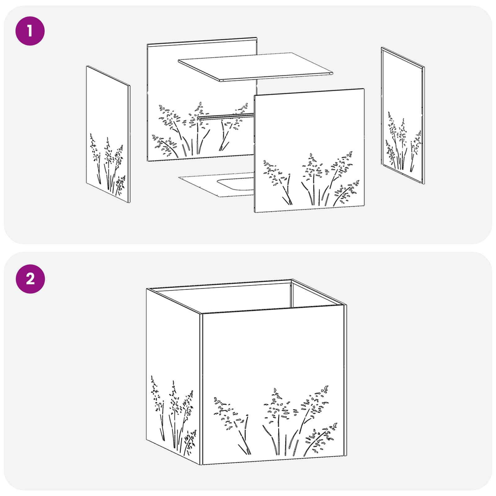 Vaso da giardino 2 pz Argento 50 x 50 x 49 cm Acciaio Inox | homemem39