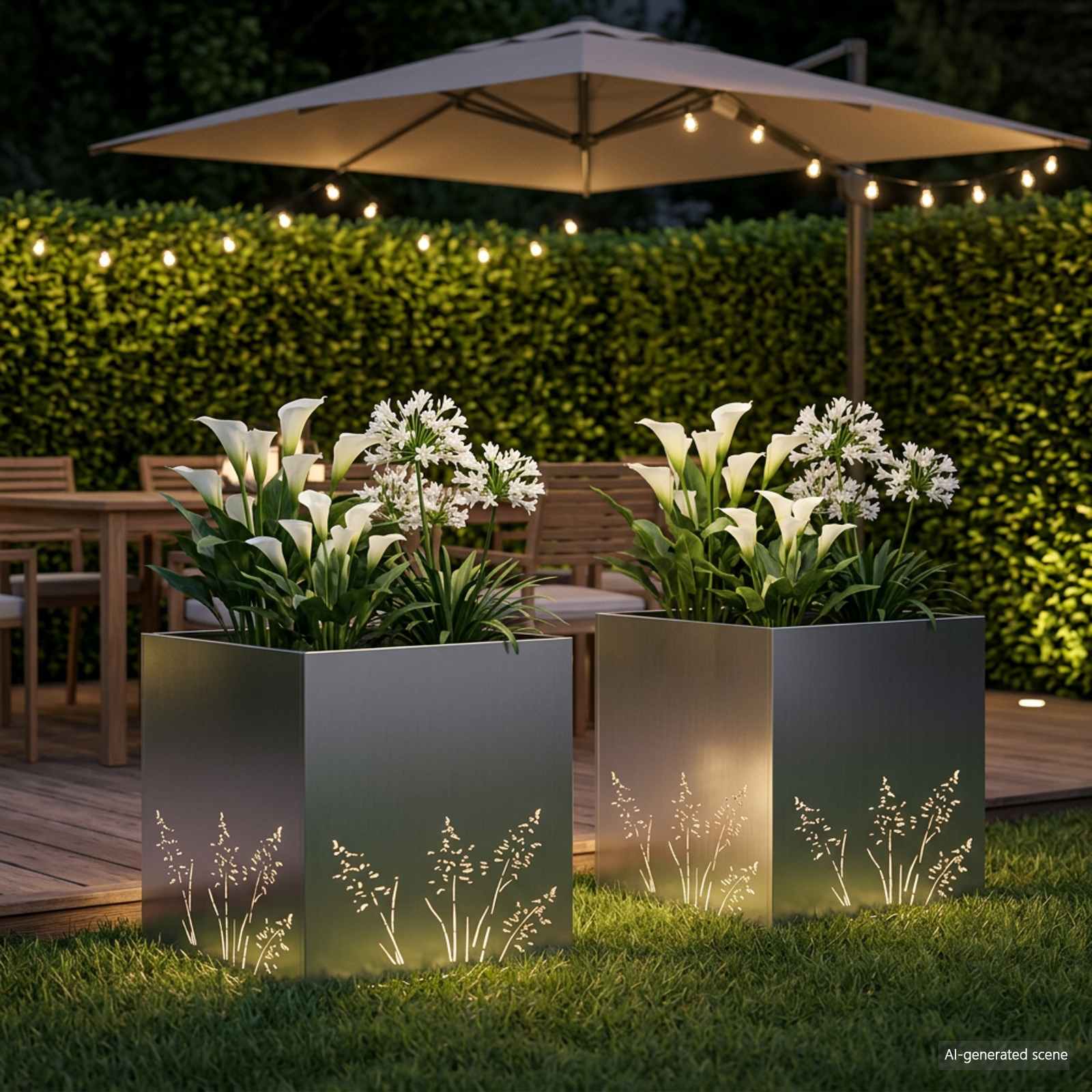 Vaso da giardino 2 pz Argento 50 x 50 x 49 cm Acciaio zincato | homemem39