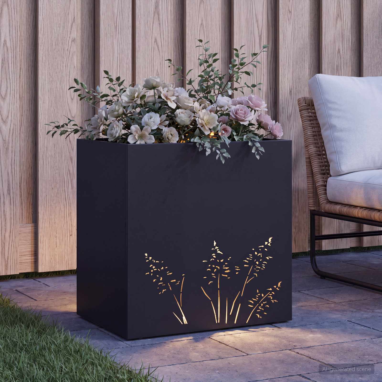 Vaso da giardino Nero 50 x 30 x 49 cm Acciaio laminato a freddo | homemem39