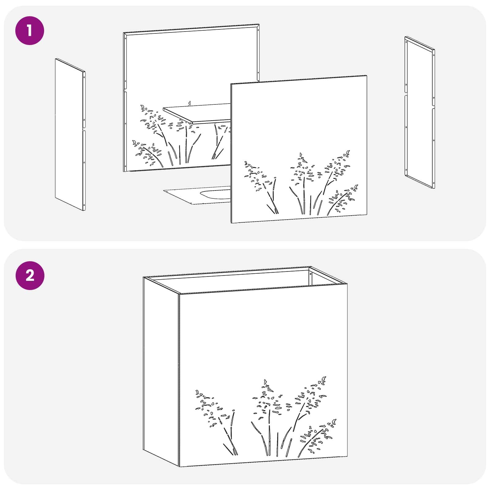 Vaso da giardino 2 pz Nero 50 x 30 x 49 cm | homemem39
