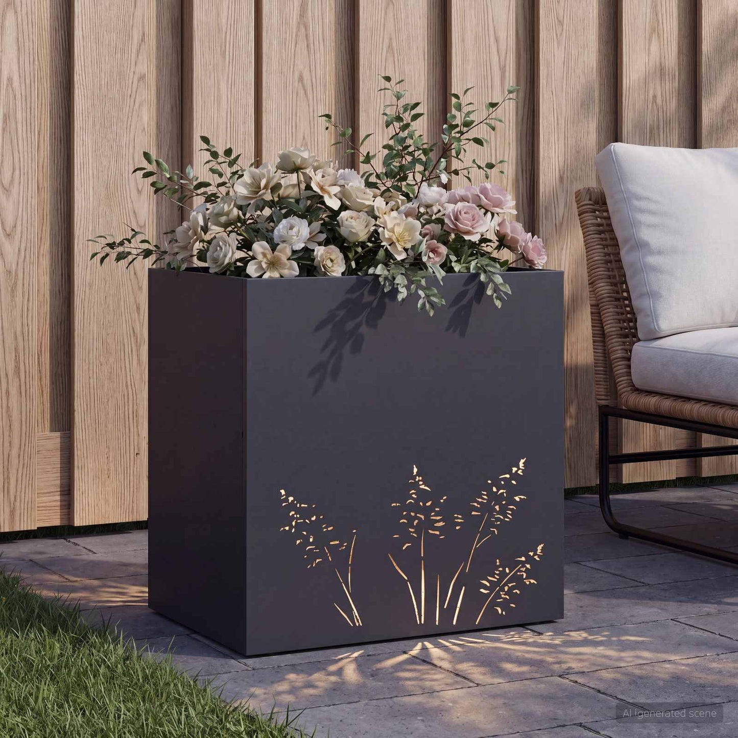 Vaso da giardino Antracite 50 x 30 x 49 cm