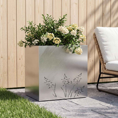 Vaso da giardino Argento 50 x 30 x 49 cm Acciaio Inox | homemem39