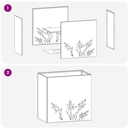 Vaso da giardino 2 pz Argento 50 x 30 x 49 cm Acciaio Inox | homemem39