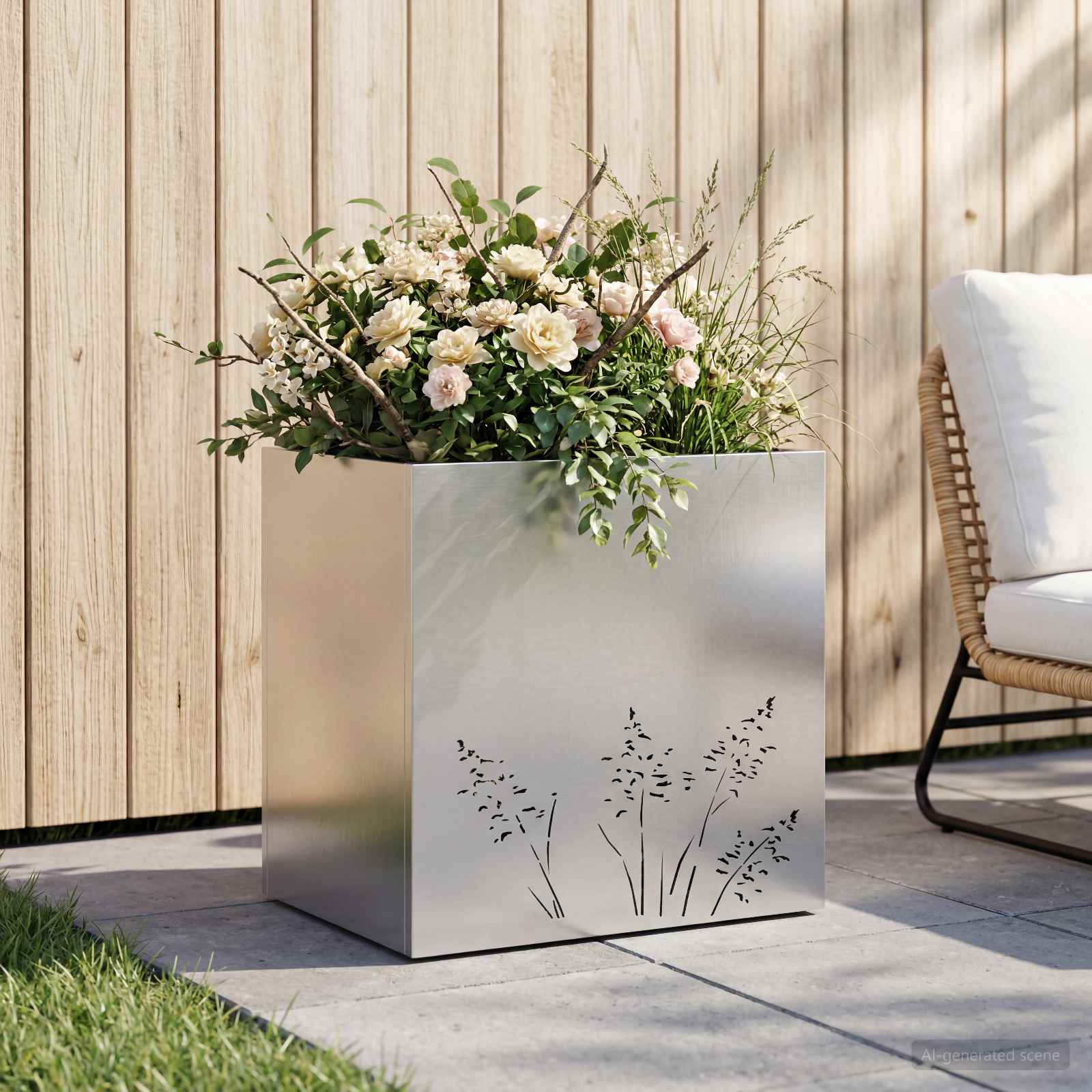 Vaso da giardino Argento 50 x 30 x 49 cm Acciaio zincato | homemem39