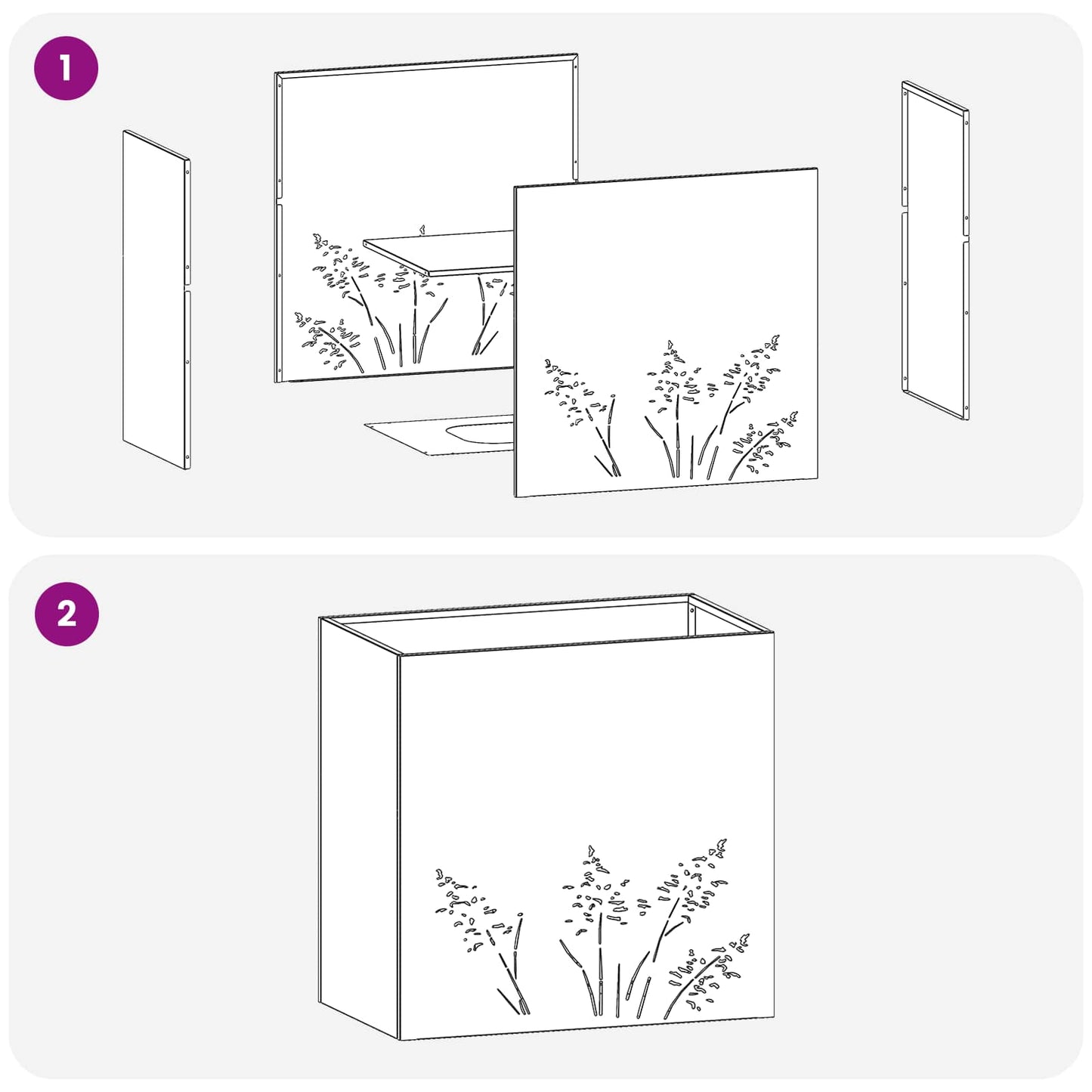 Vaso da giardino 2 pz Argento 50 x 30 x 49 cm Acciaio zincato | homemem39