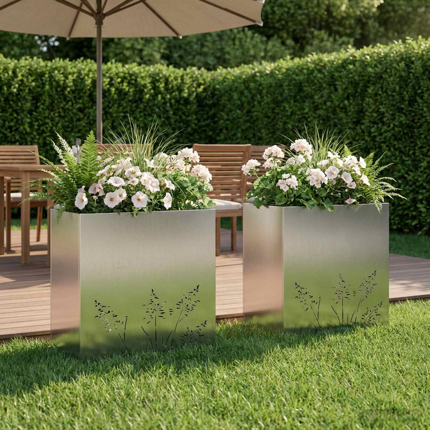 Vaso da giardino 2 pz Argento 50 x 30 x 49 cm Acciaio zincato | homemem39