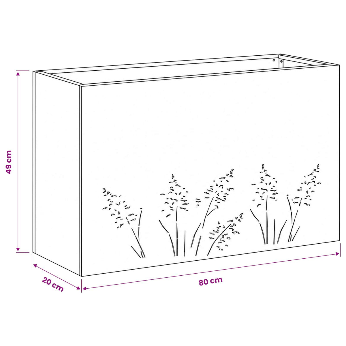 Vaso da giardino Antracite 80 x 20 x 49 cm | homemem39