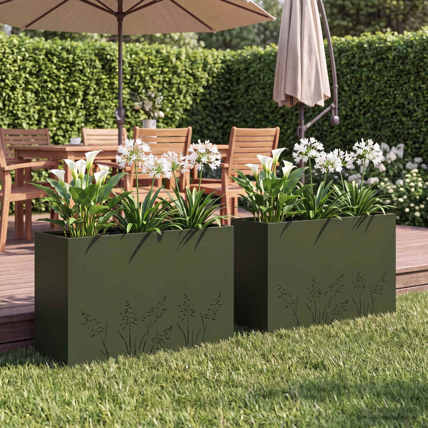Vaso da giardino 2 pz Verde Oliva 80 x 20 x 49 cm | homemem39