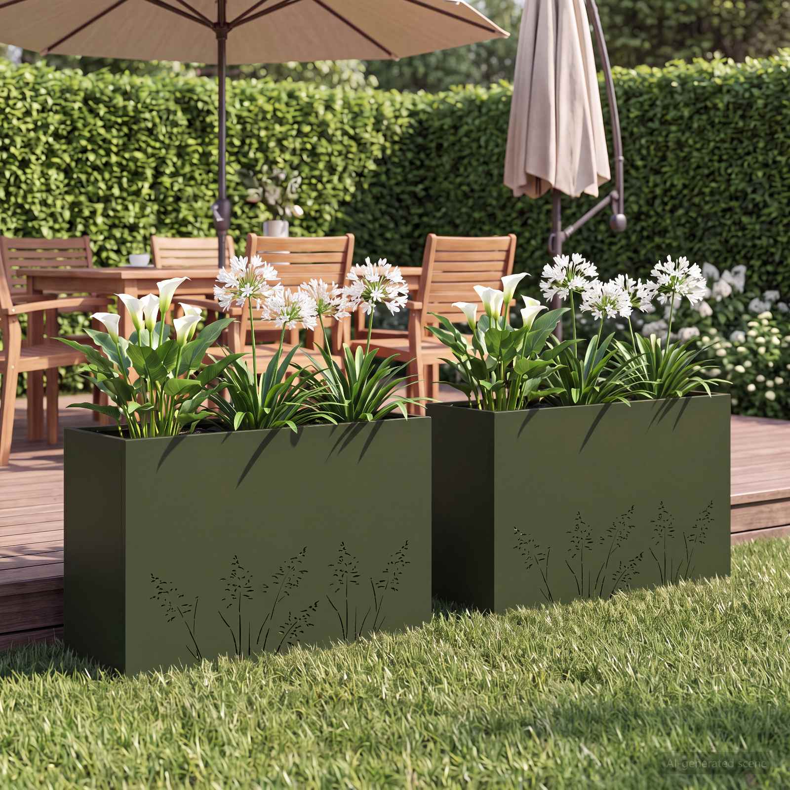 Vaso da giardino 2 pz Verde Oliva 80 x 20 x 49 cm | homemem39