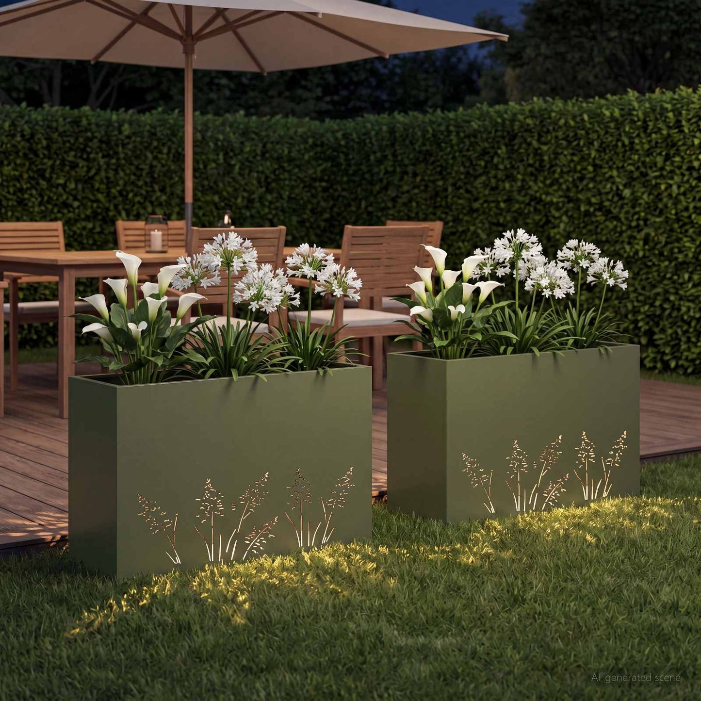 Vaso da giardino 2 pz Verde Oliva 80 x 20 x 49 cm | homemem39