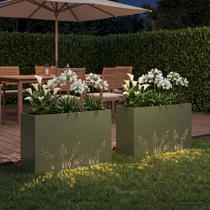 Vaso da giardino 2 pz Verde Oliva 80 x 20 x 49 cm | homemem39