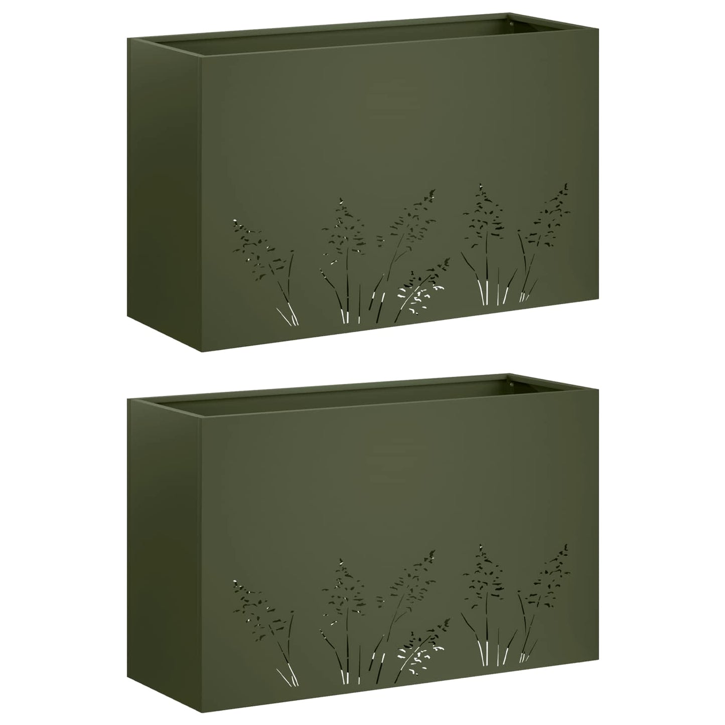 Vaso da giardino 2 pz Verde Oliva 80 x 20 x 49 cm | homemem39