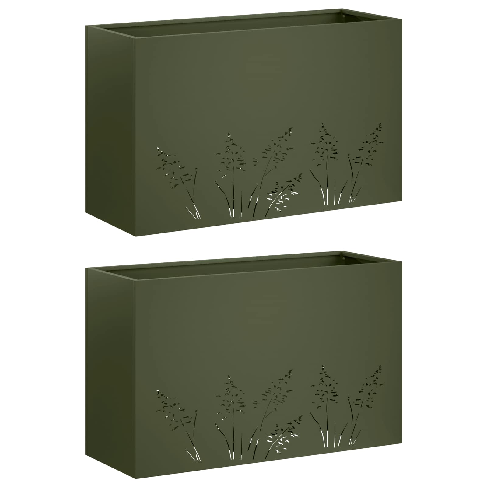 Vaso da giardino 2 pz Verde Oliva 80 x 20 x 49 cm | homemem39