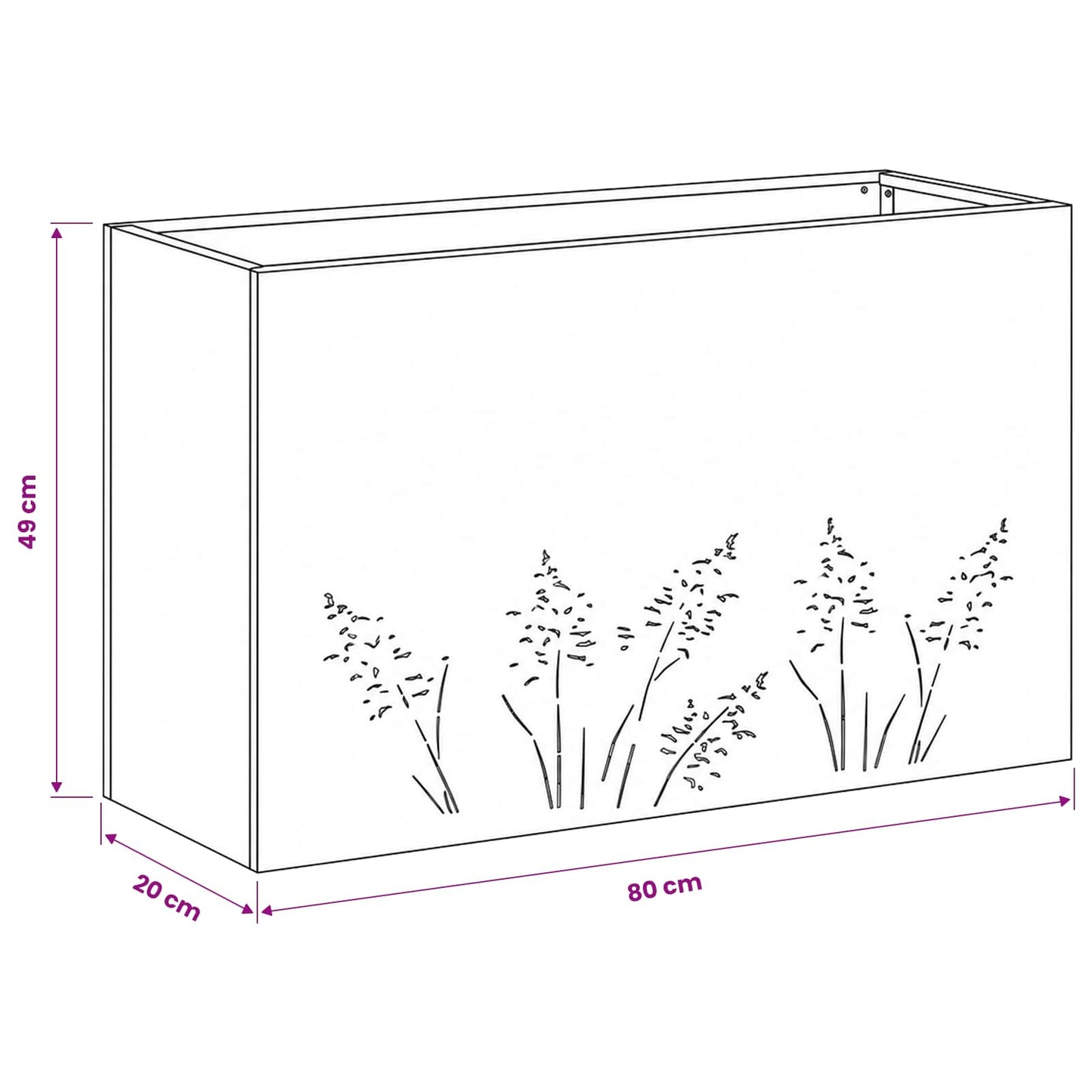 Vaso da giardino Argento 80 x 20 x 49 cm Acciaio Inox | homemem39
