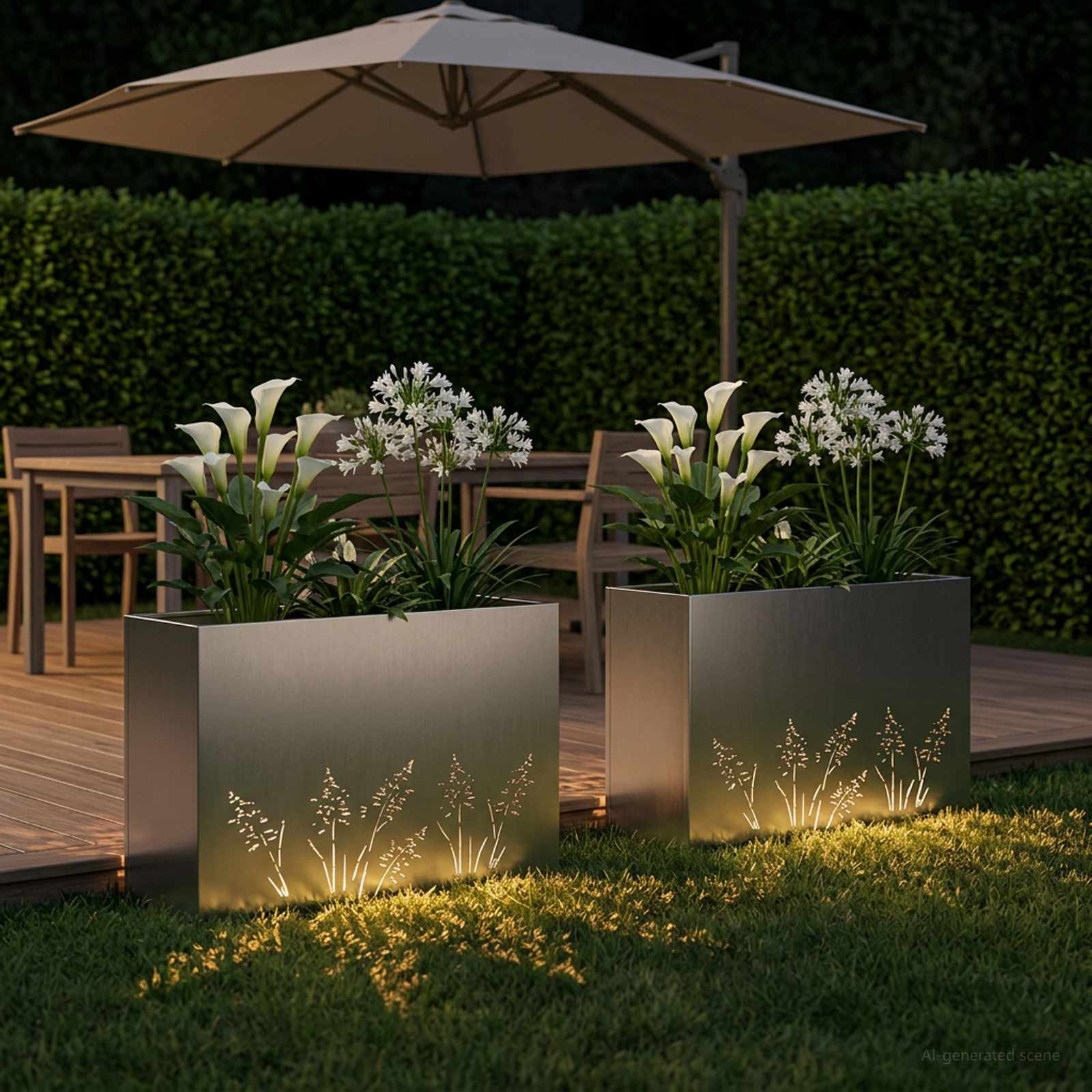 Vaso da giardino 2 pz Argento 80 x 20 x 49 cm Acciaio Inox | homemem39