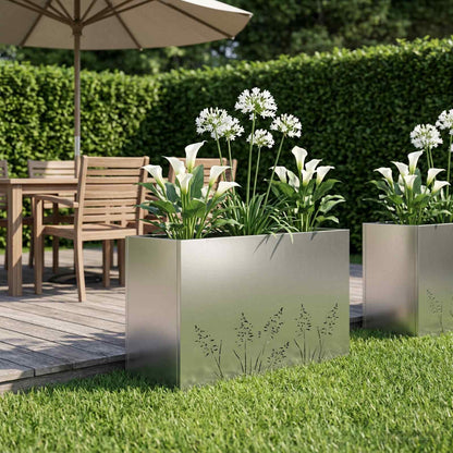 Vaso da giardino Argento 80 x 20 x 49 cm Acciaio zincato | homemem39