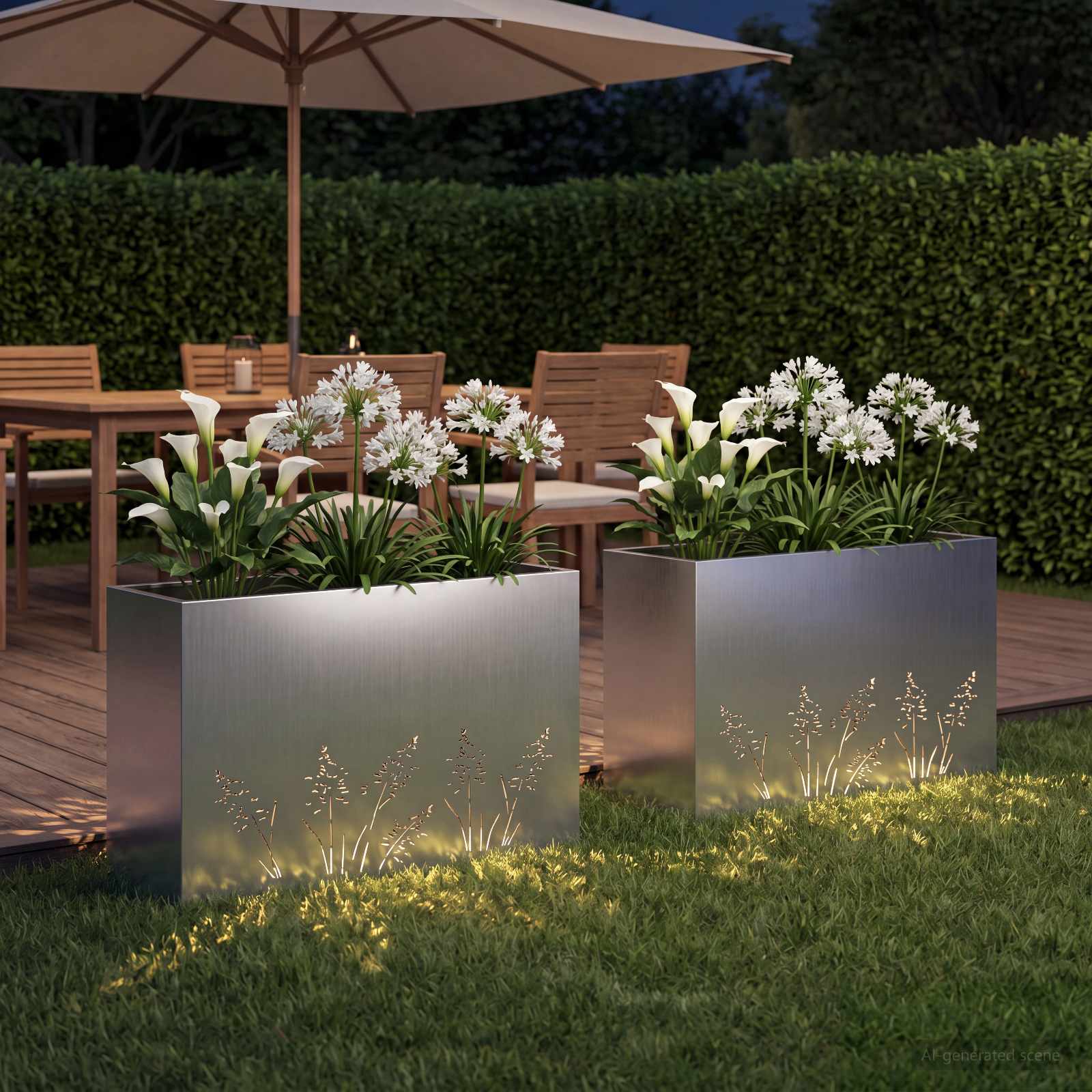Vaso da giardino 2 pz Argento 80 x 20 x 49 cm Acciaio zincato | homemem39