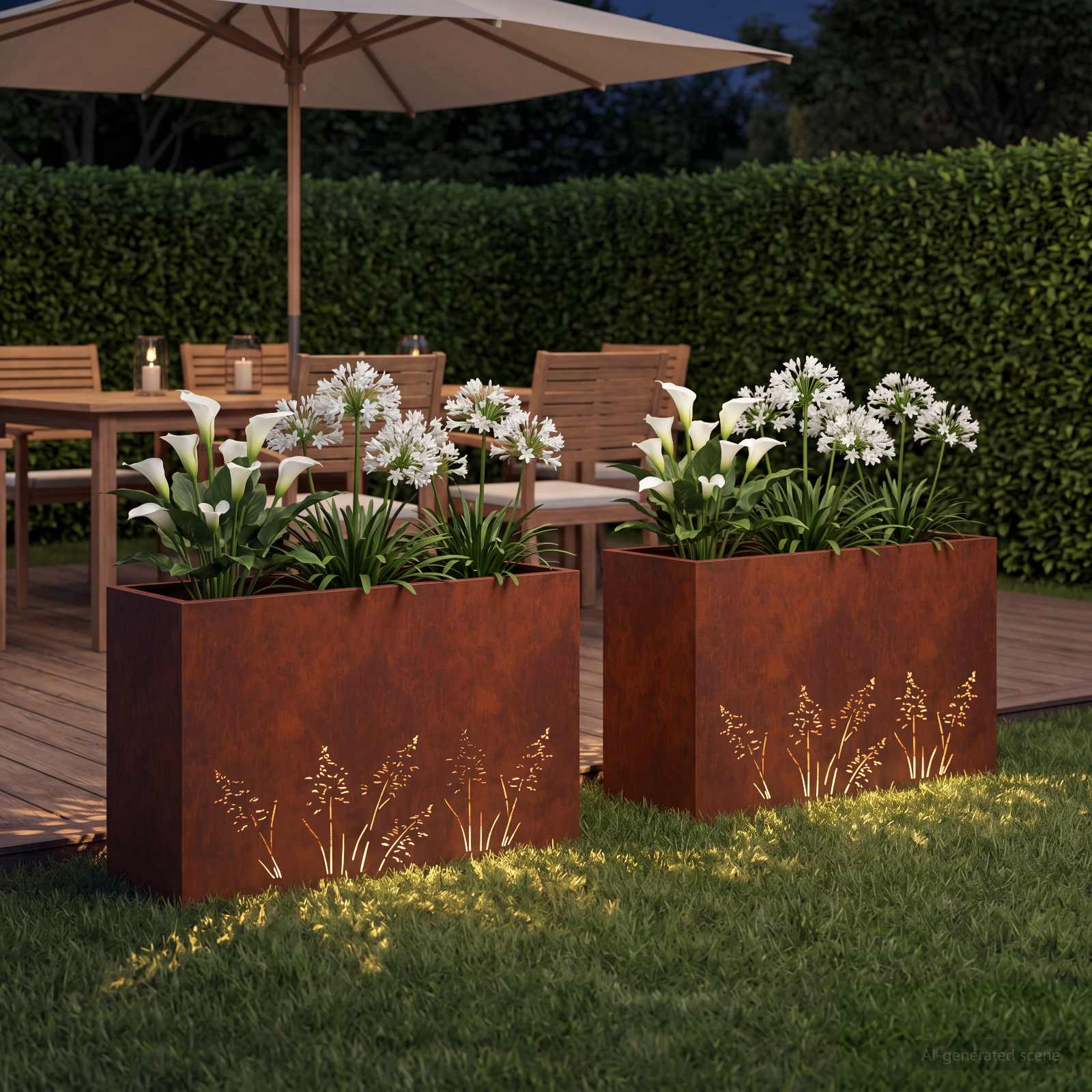 Vaso da giardino 2 pz Ruggine 80 x 20 x 49 cm Acciaio Corten | homemem39