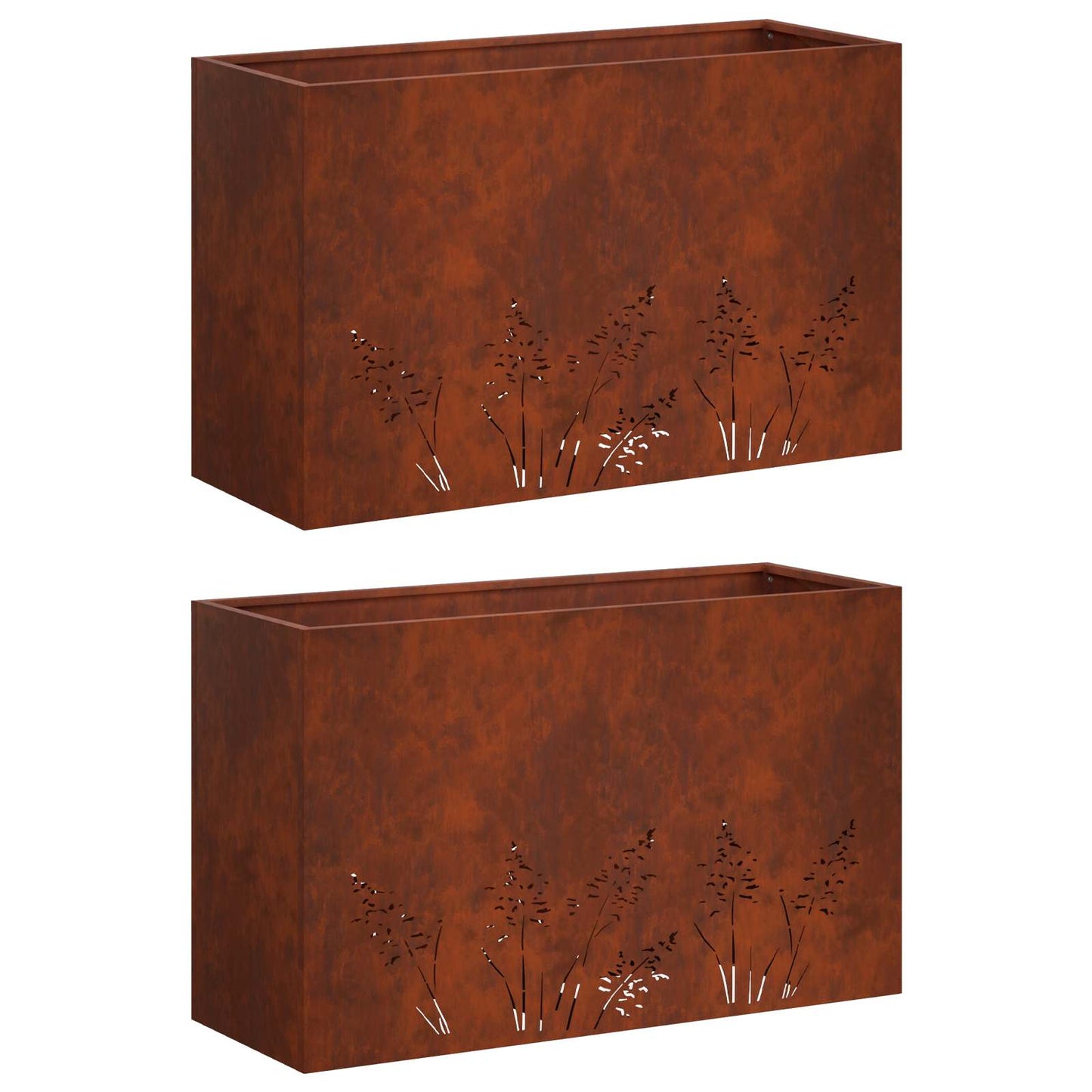 Vaso da giardino 2 pz Ruggine 80 x 20 x 49 cm Acciaio Corten | homemem39