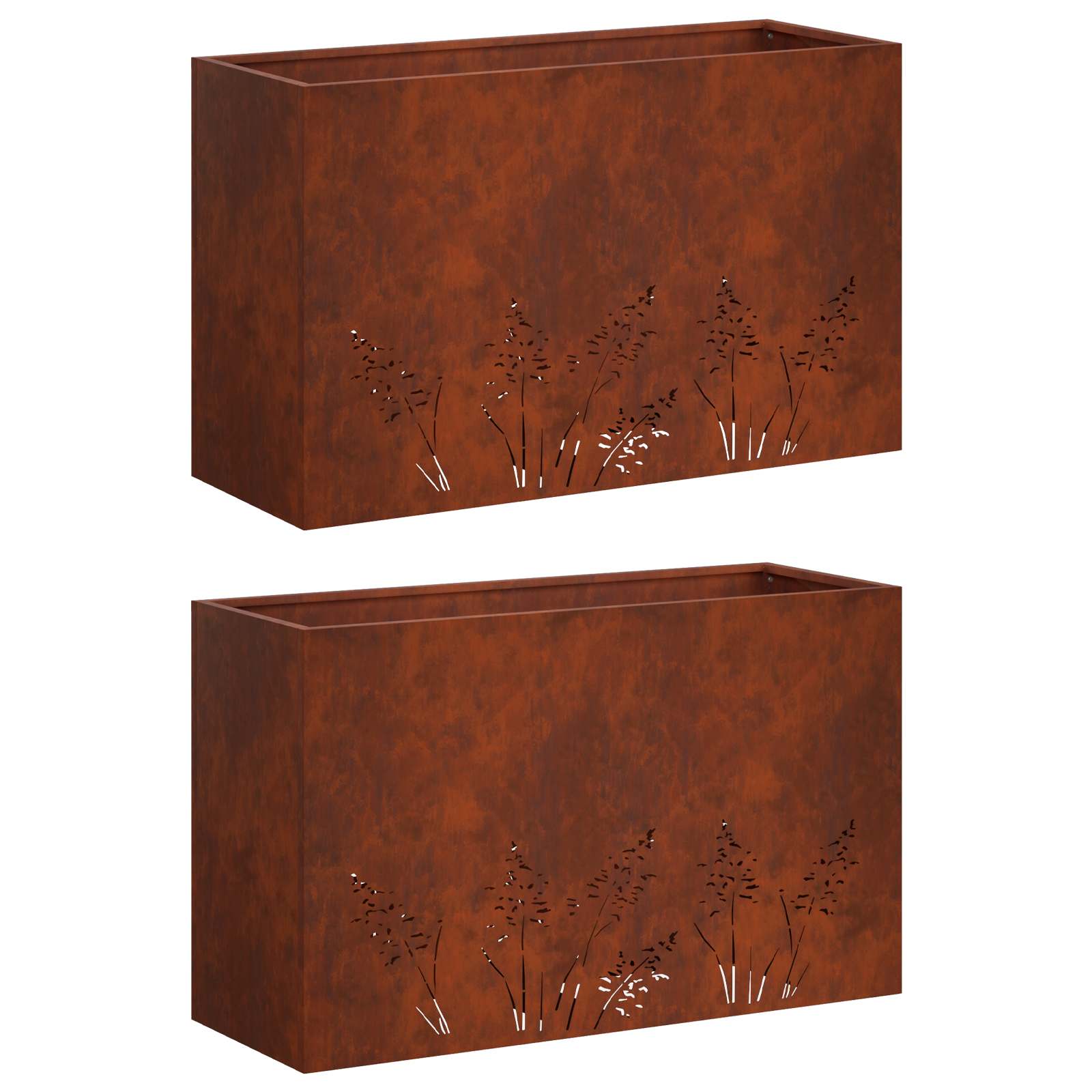 Vaso da giardino 2 pz Ruggine 80 x 20 x 49 cm Acciaio Corten | homemem39