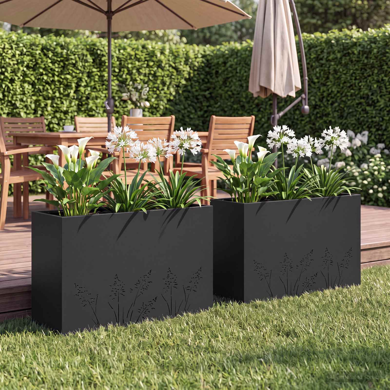 Vaso da giardino 2 pz Nero 80 x 30 x 49 cm | homemem39