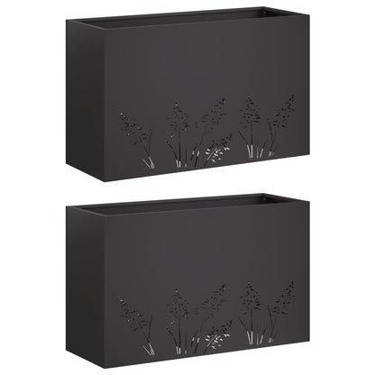 Vaso da giardino 2 pz Nero 80 x 30 x 49 cm | homemem39