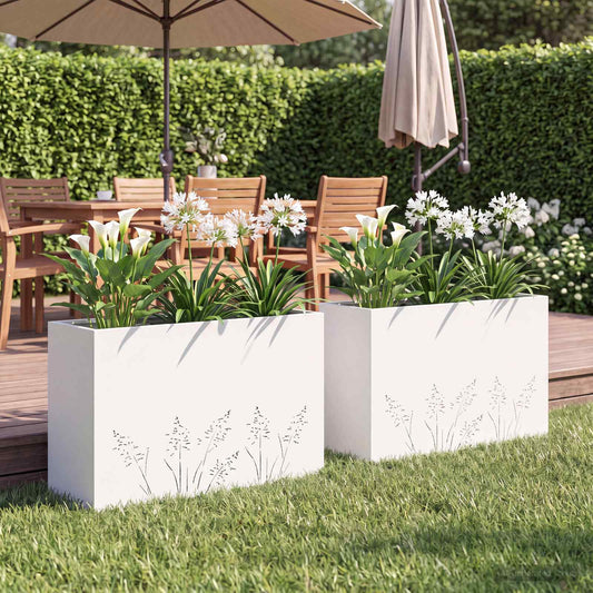 Vaso da giardino 2 pz Bianco 80 x 30 x 49 cm | homemem39