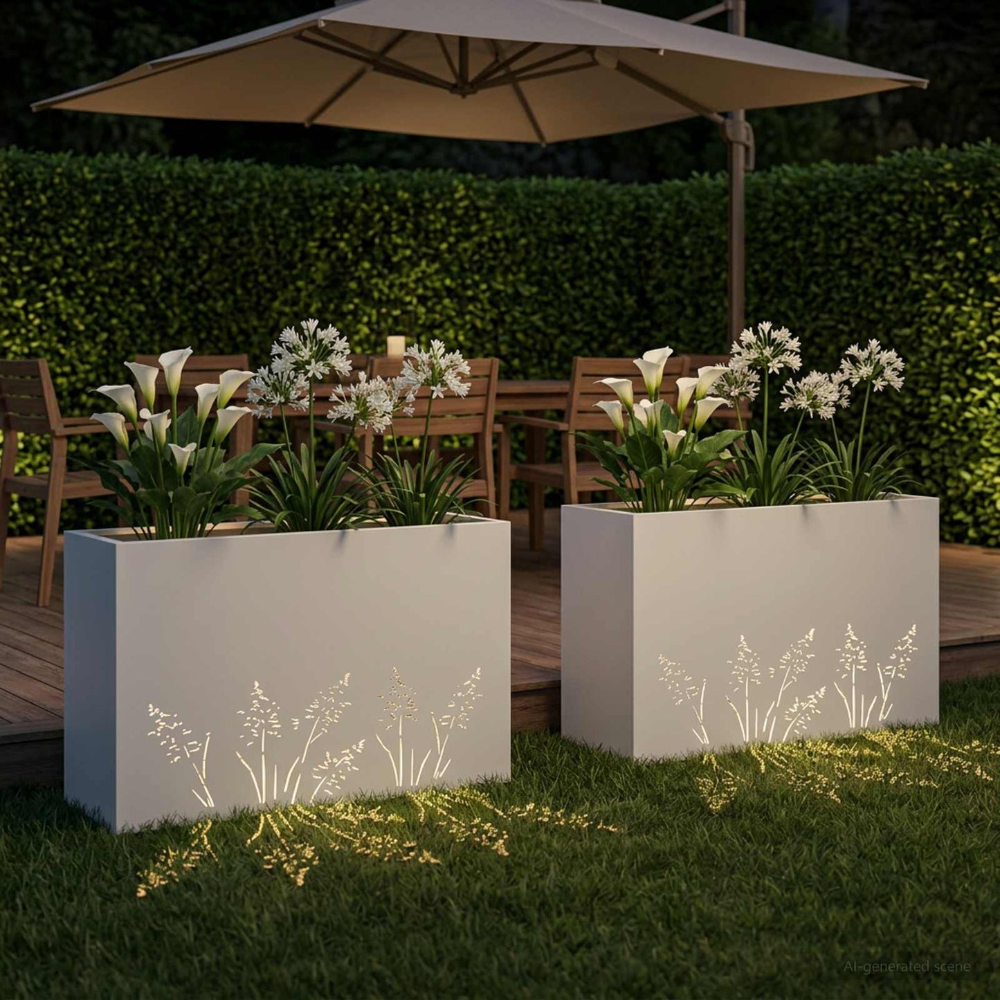 Vaso da giardino 2 pz Bianco 80 x 30 x 49 cm | homemem39