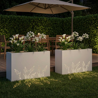 Vaso da giardino 2 pz Bianco 80 x 30 x 49 cm | homemem39