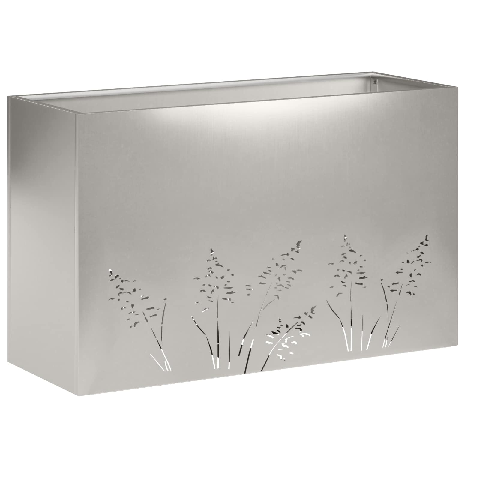 Vaso da giardino 2 pz Argento 80 x 30 x 49 cm Acciaio Inox | homemem39