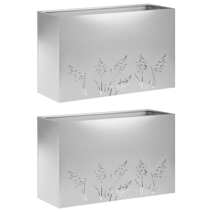Vaso da giardino 2 pz Argento 80 x 30 x 49 cm Acciaio zincato | homemem39