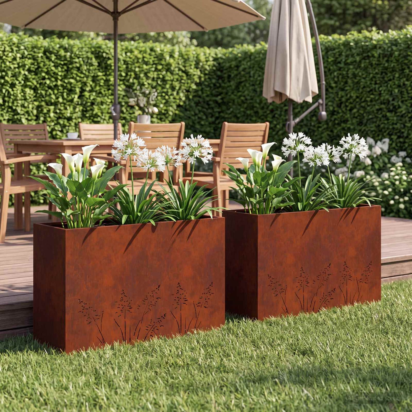 Vaso da giardino 2 pz Ruggine 80 x 30 x 49 cm Acciaio Corten