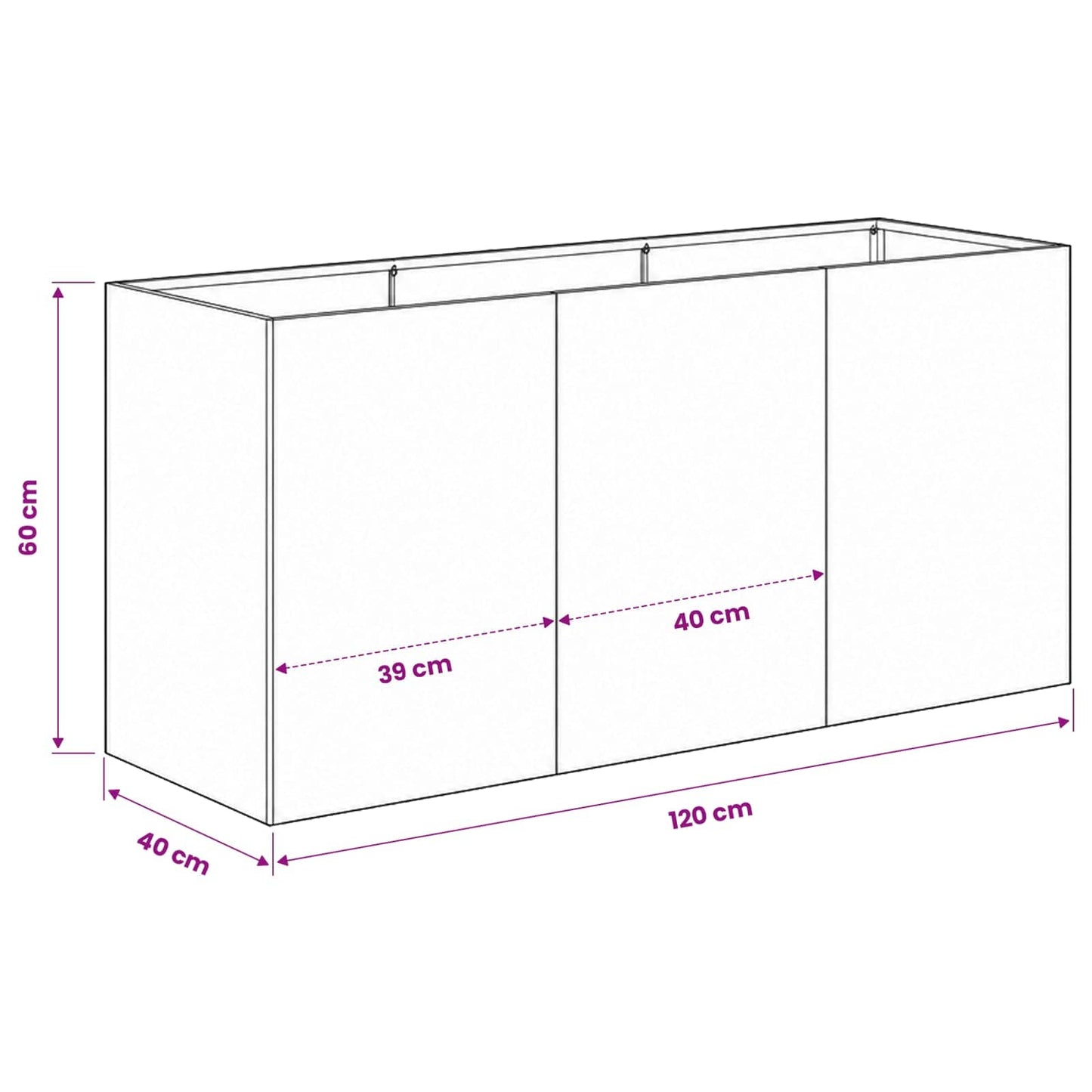 Vaso da giardino Nero 120 x 40 x 60 cm | homemem39