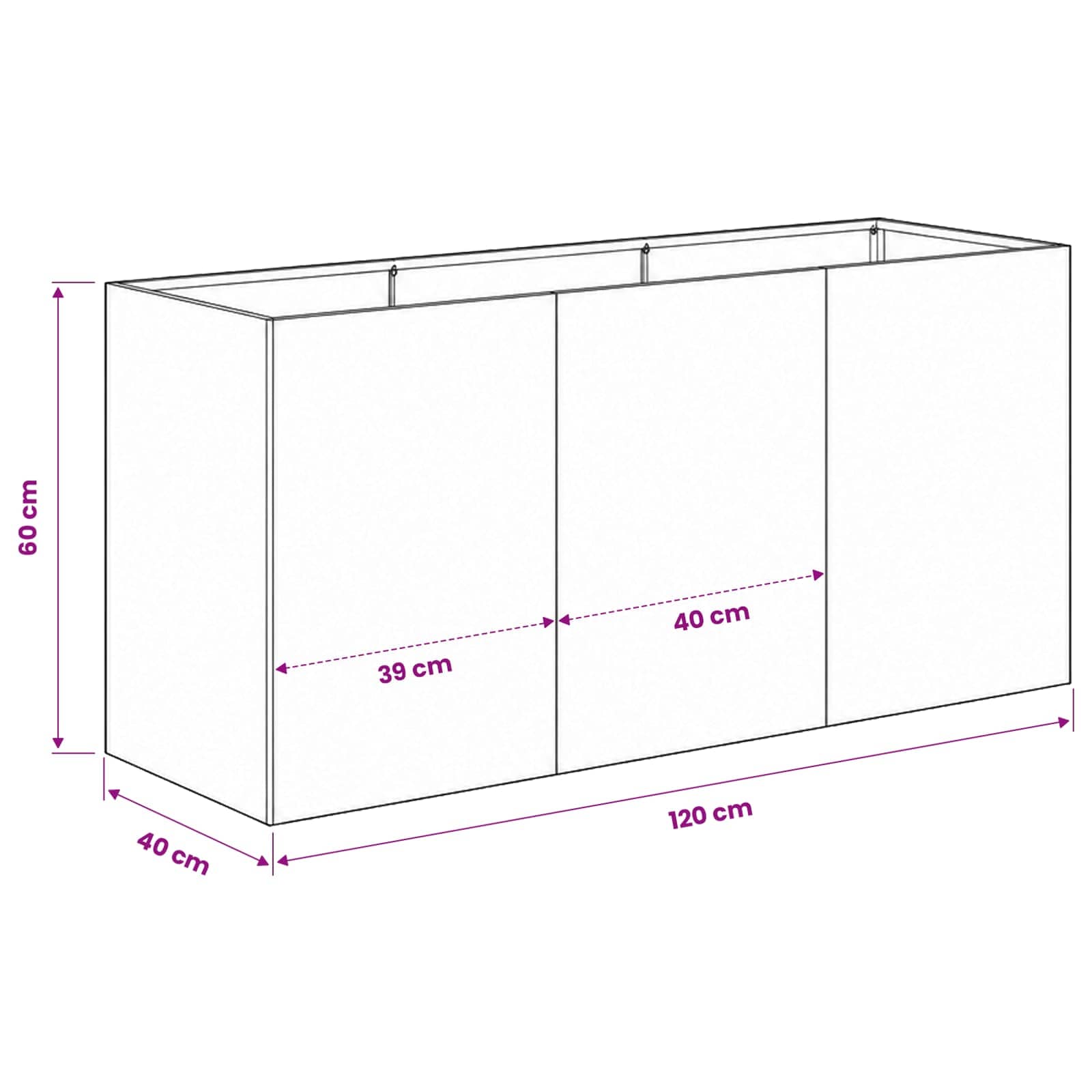 Vaso da giardino Nero 120 x 40 x 60 cm | homemem39