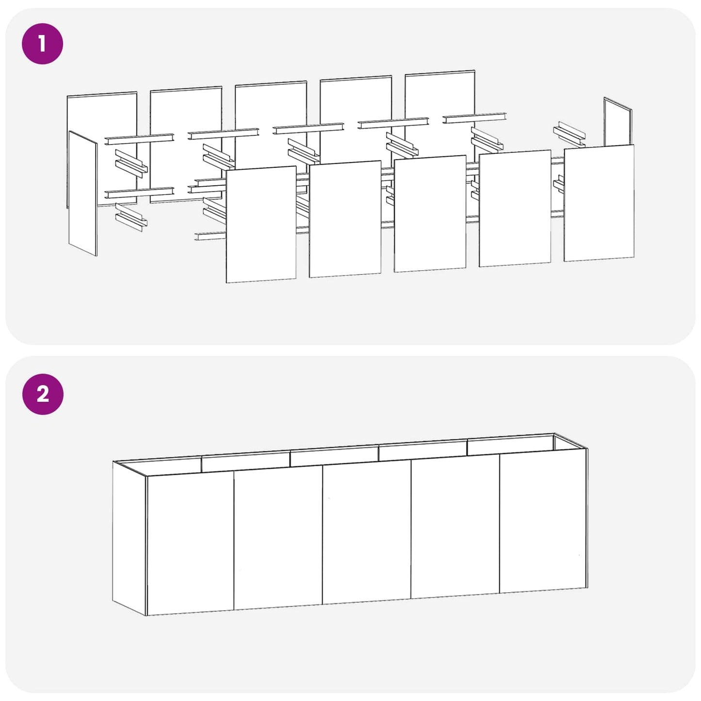 Vaso da giardino Argento 200 x 40 x 60 cm Acciaio Inox | homemem39