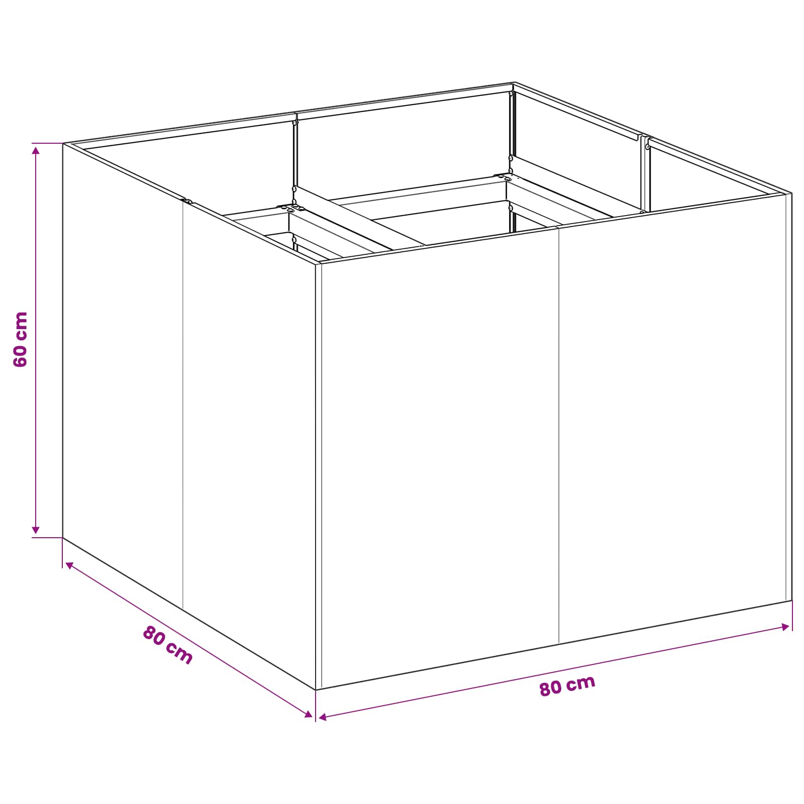 Vaso da giardino Antracite 80 x 80 x 60 cm | homemem39