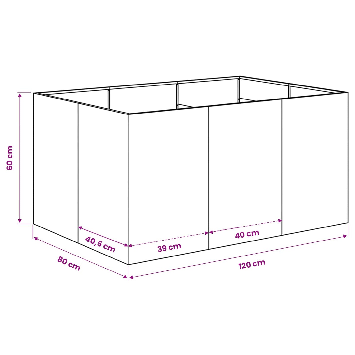 Vaso da giardino Nero 120 x 80 x 60 cm | homemem39