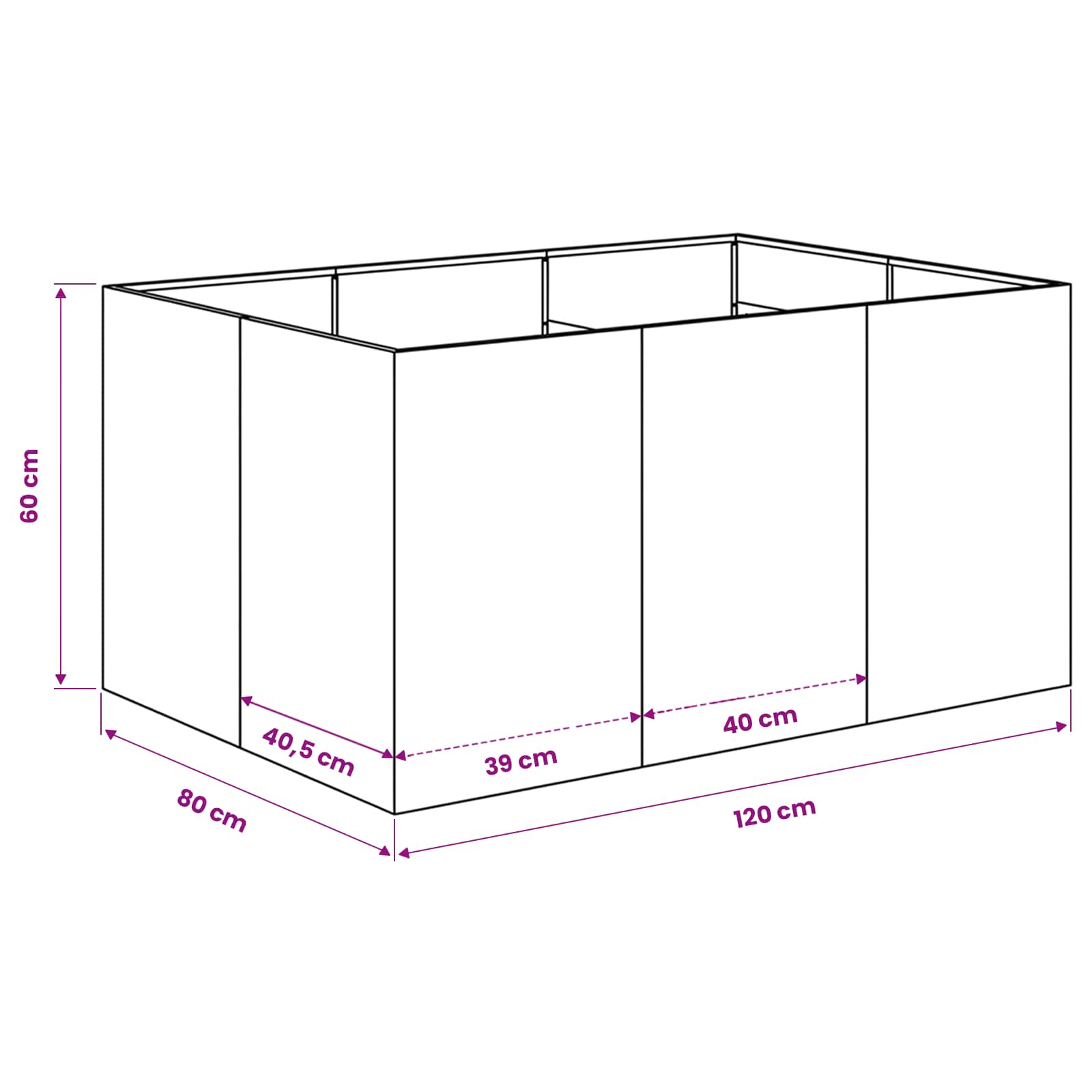 Vaso da giardino Nero 120 x 80 x 60 cm | homemem39