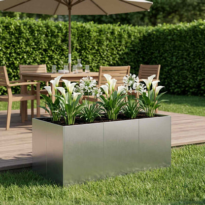 Vaso da giardino Argento 120 x 80 x 60 cm Acciaio Inox | homemem39