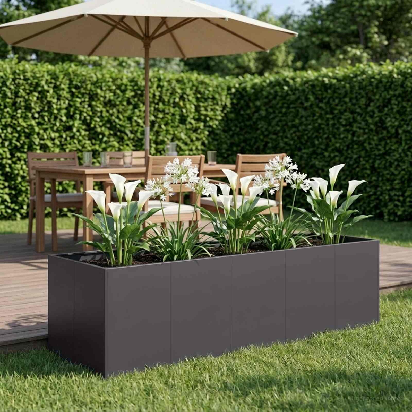 Vaso da giardino Nero 200 x 80 x 60 cm | homemem39